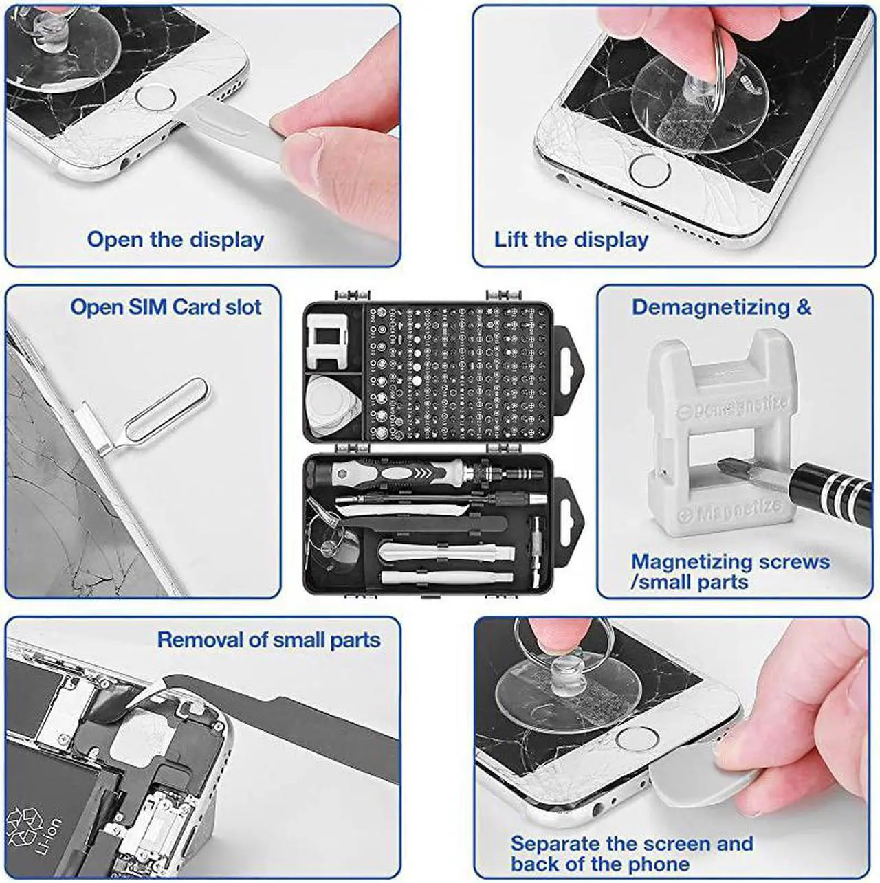 Alt view image 6 of 7 - Mini Precision Screwdriver Set 118 in 1 Magnetic Screwdriver Bit Kit MultiFunction Stainless Steel Professional Repair Tool Kit for Phone Laptop PC Glasses Electronics and More Black