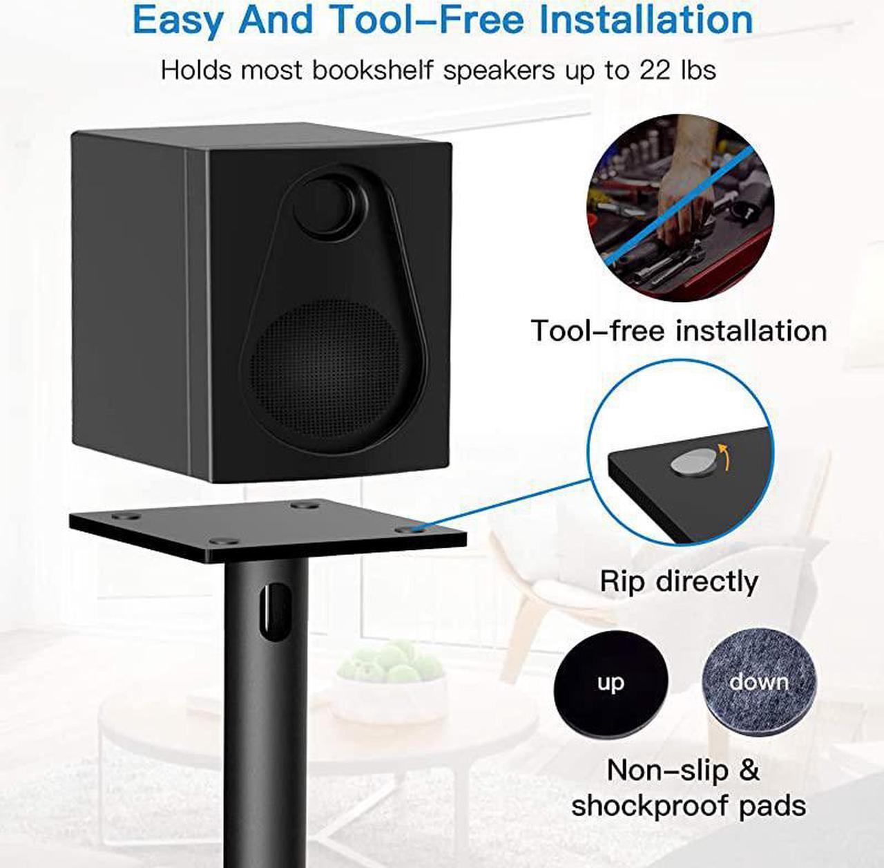 Alt view image 4 of 7 - Universal Floor Speaker Stands 26 Inch for Surround Sound Klipsch Sony Edifier Yamaha Polk Other Bookshelf Speakers Weight up to 22lbs 1 Pair