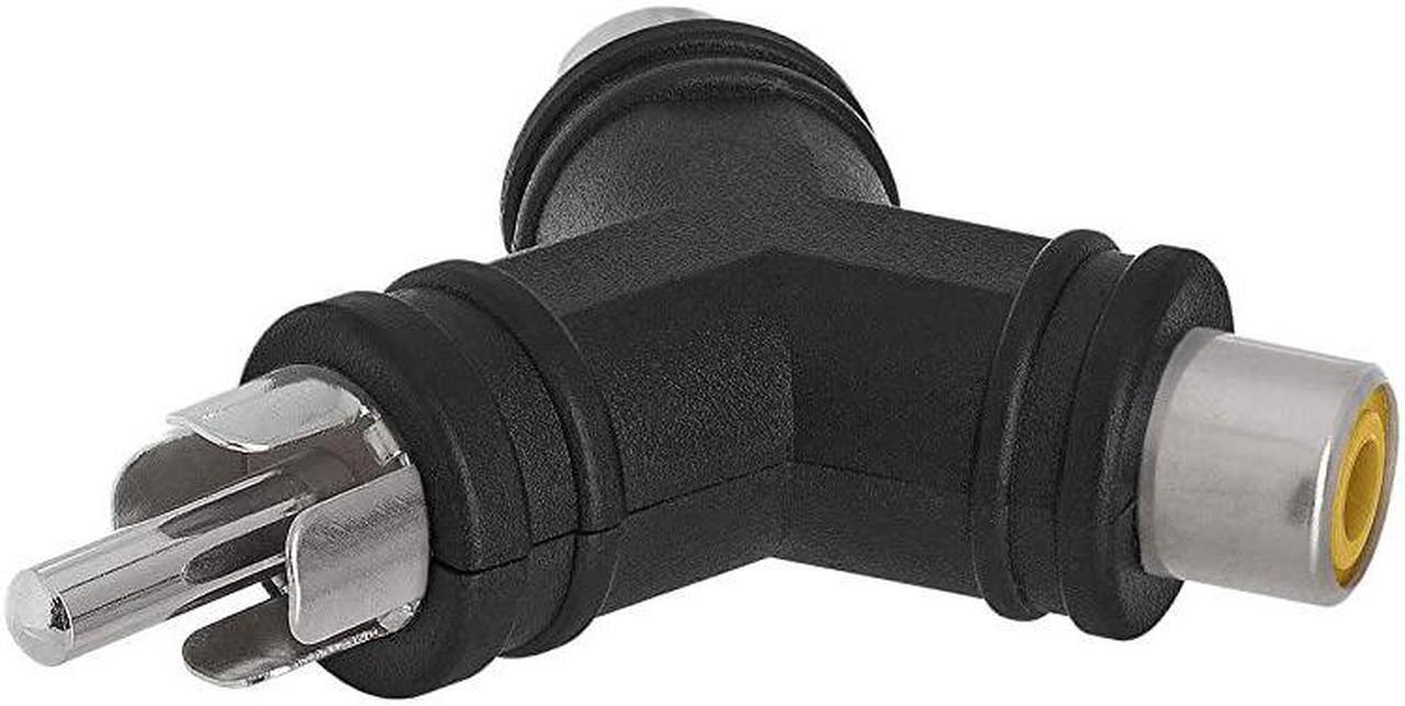 Alt view image 2 of 3 - 2 RCA Female Jack to 1 RCA Male Plug Split Adapter Y Type Coupler Connector RCA Audio Video 10 Pack