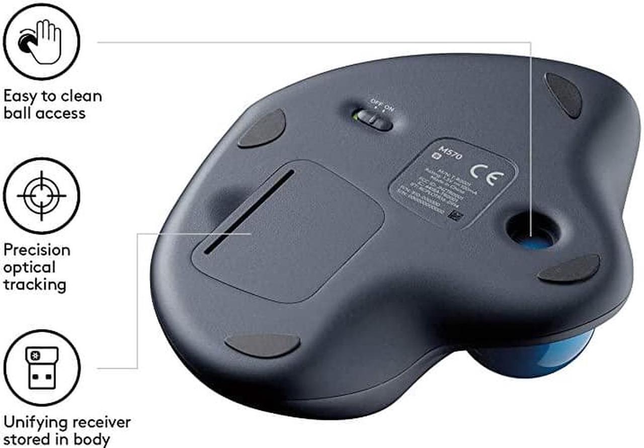 Alt view image 5 of 7 - M570 Wireless Trackball Mouse