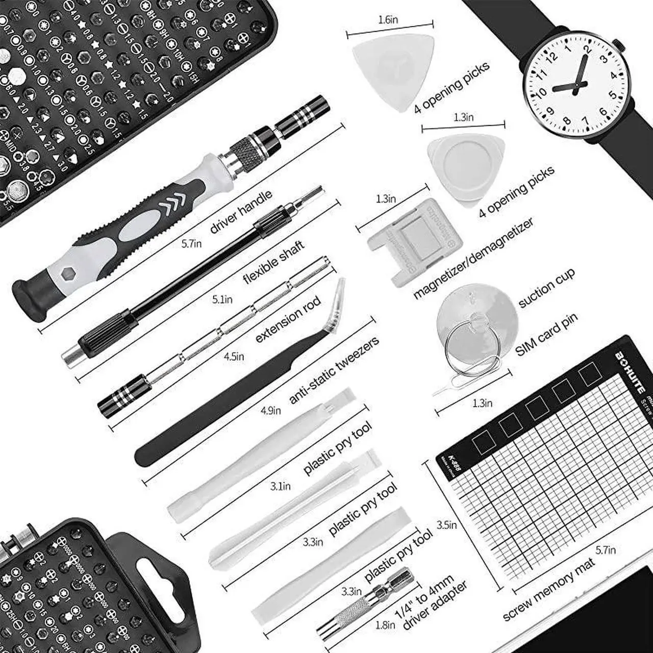 Alt view image 3 of 7 - Mini Precision Screwdriver Set 118 in 1 Magnetic Screwdriver Bit Kit MultiFunction Stainless Steel Professional Repair Tool Kit for Phone Laptop PC Glasses Electronics and More Black