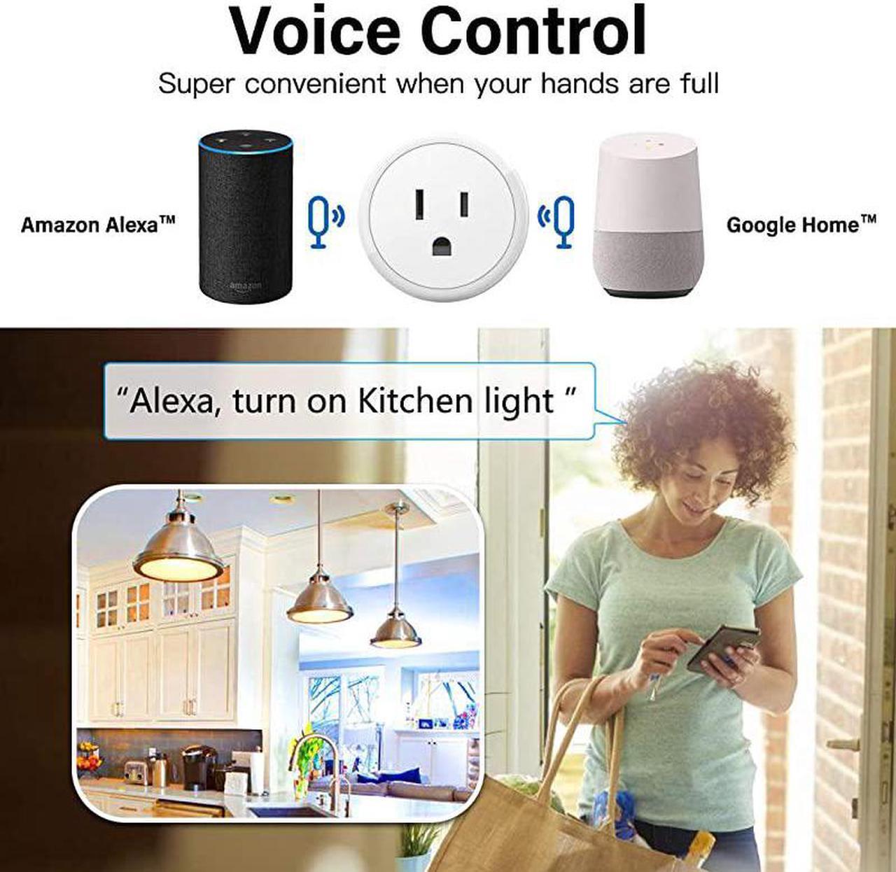 Alt view image 4 of 7 - Mini Smart Plugs  WiFi Outlet Compatible with Alexa Google Home Assistant Remote Control with Timer Function SwitchETLFCCRohs Listed Socket White2 Pack