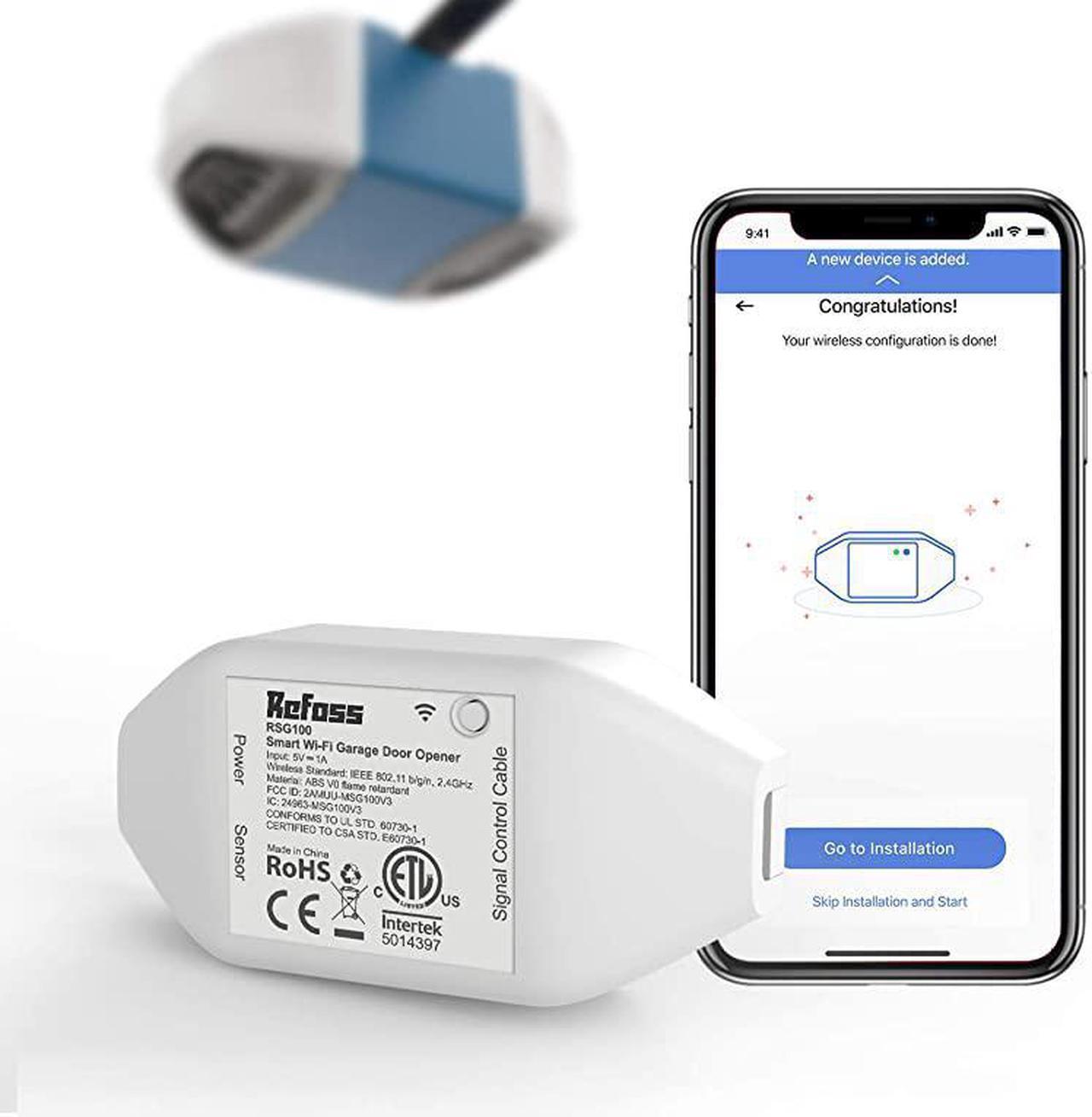 Main image of Smart WiFi Garage Door Opener APP Control Compatible with Alexa Google Assistant No Hub Needed White