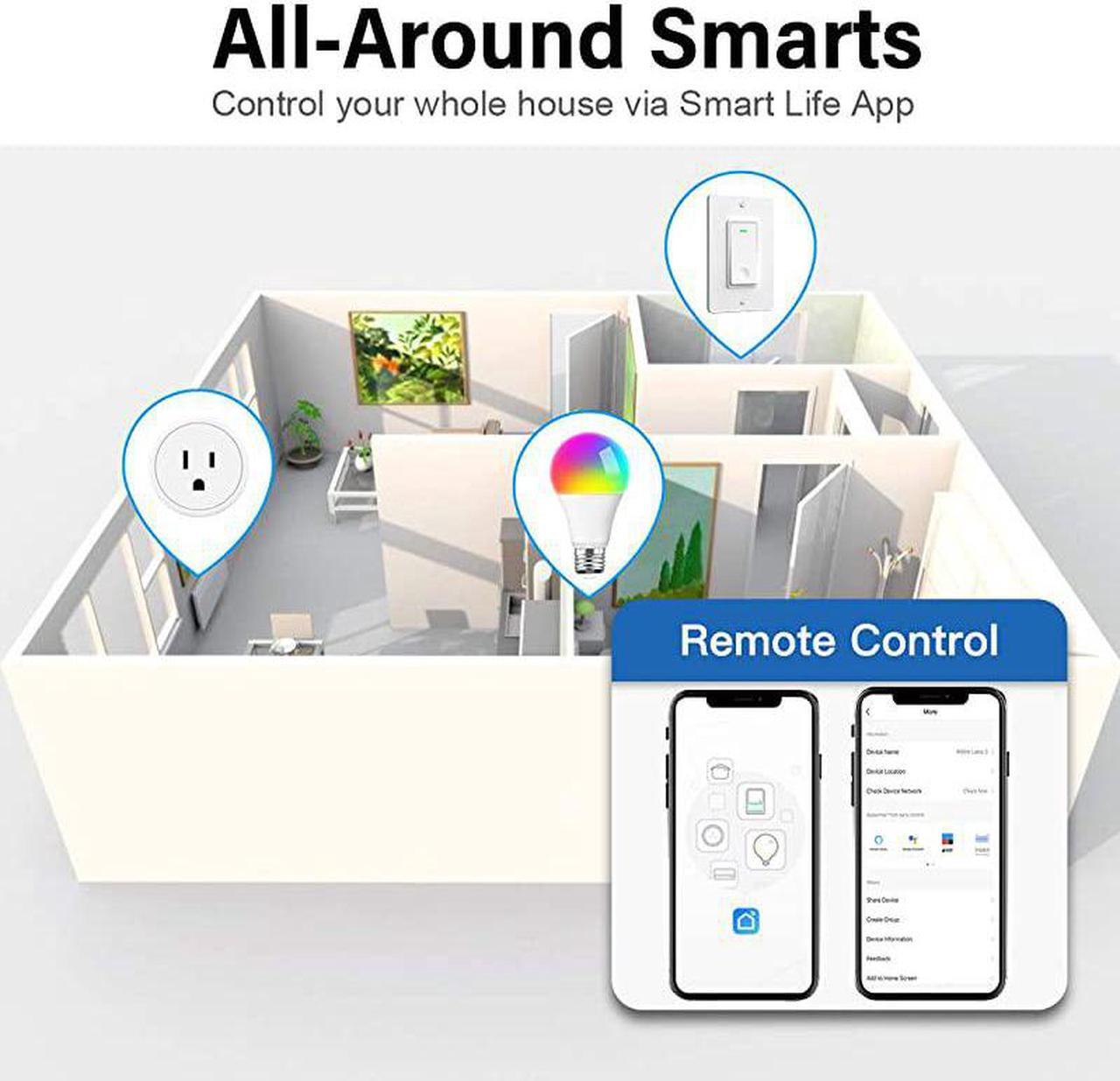 Alt view image 7 of 7 - Mini Smart Plugs  WiFi Outlet Compatible with Alexa Google Home Assistant Remote Control with Timer Function SwitchETLFCCRohs Listed Socket White2 Pack