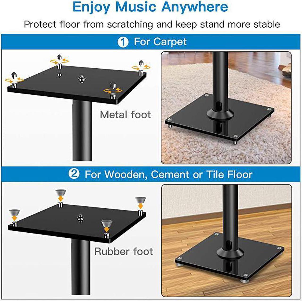 Alt view image 5 of 7 - Universal Floor Speaker Stands 26 Inch for Surround Sound Klipsch Sony Edifier Yamaha Polk Other Bookshelf Speakers Weight up to 22lbs 1 Pair
