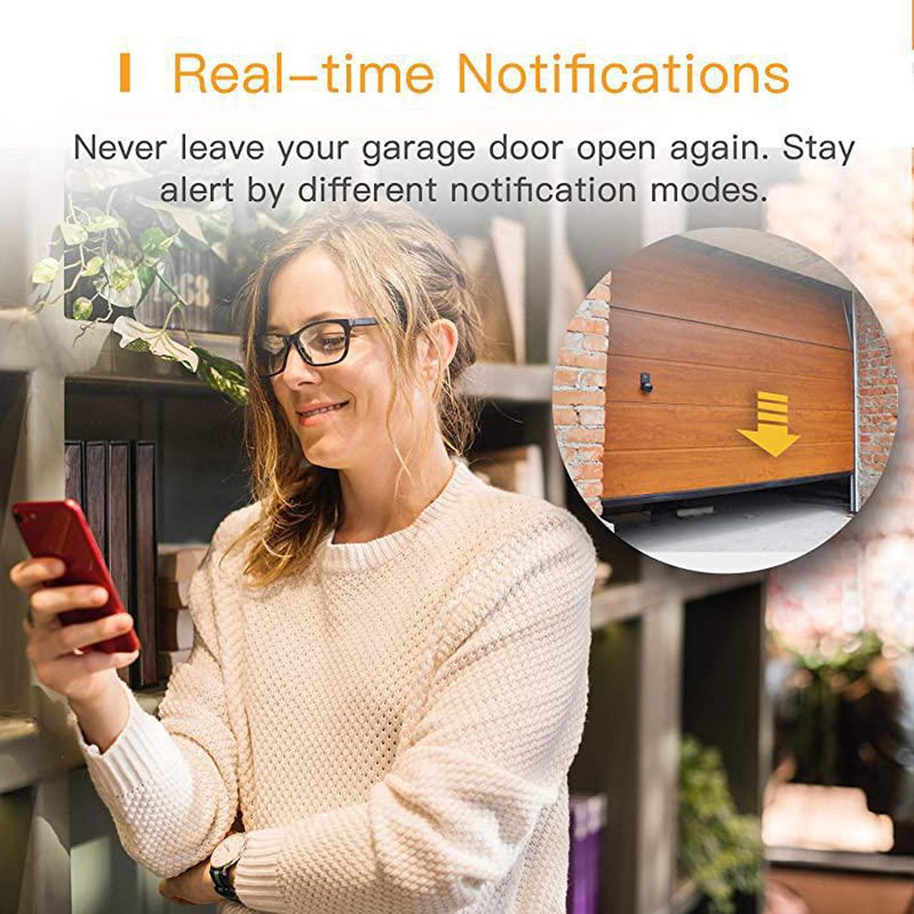 Alt view image 4 of 7 - Smart WiFi Garage Door Opener APP Control Compatible with Alexa Google Assistant No Hub Needed White