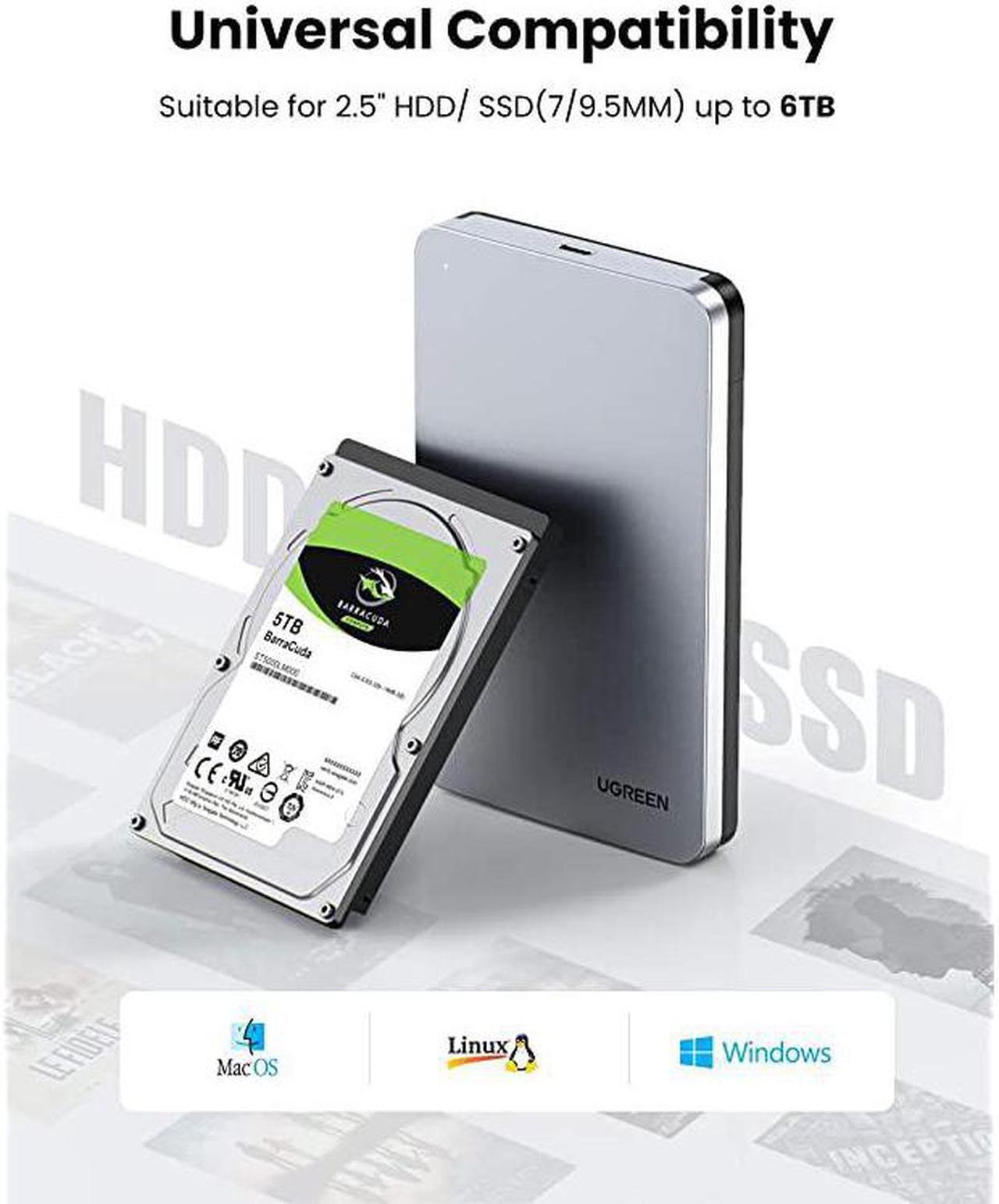 Alt view image 2 of 7 - Hard Drive Enclosure for 25 SATA SSD HDD Aluminum USB C to SATA Adapter USB 31 Gen 2 Support UASP SATA III Compatible with WD Seagate Toshiba Samsung Hitachi PS4 Xbox PC Tool Free