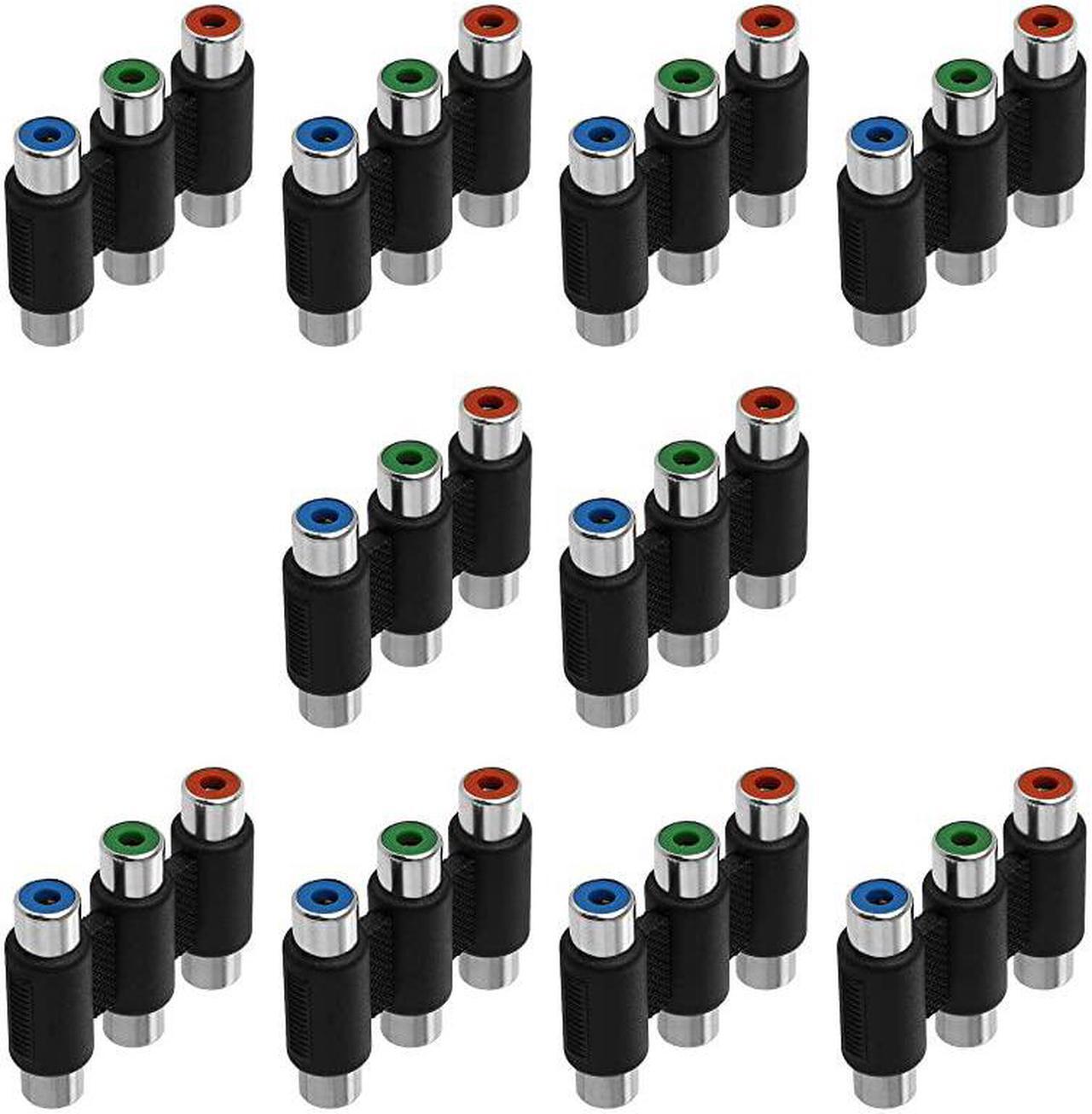 Alt view image 2 of 4 - 3-RCA Jacks Coupler Jointer – RGB Female 3-RCA Adapter Extension AV Audio Video F/F Cable Connector - (10 Pack)