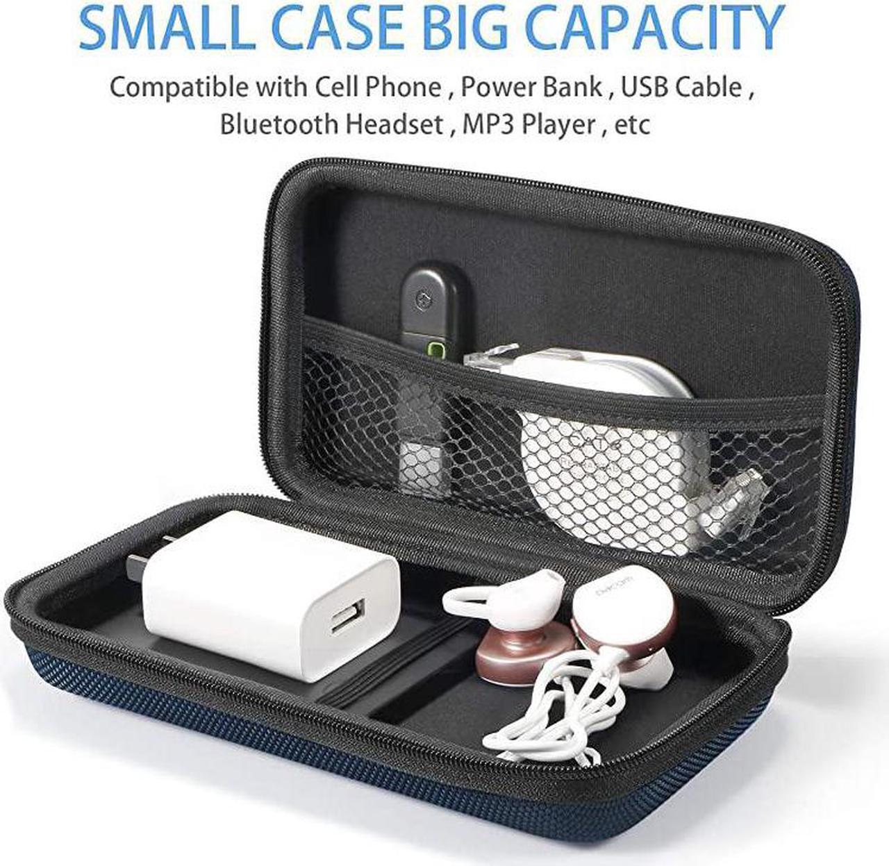 Alt view image 2 of 7 - Hard EVA Protective Case  Portable Storage Case for Charging Cable Power Bank Hard Drive Cell Phone External Battery Small Travel Case Mesh Inner Pocket + Zipper Enclosure Grey Blue