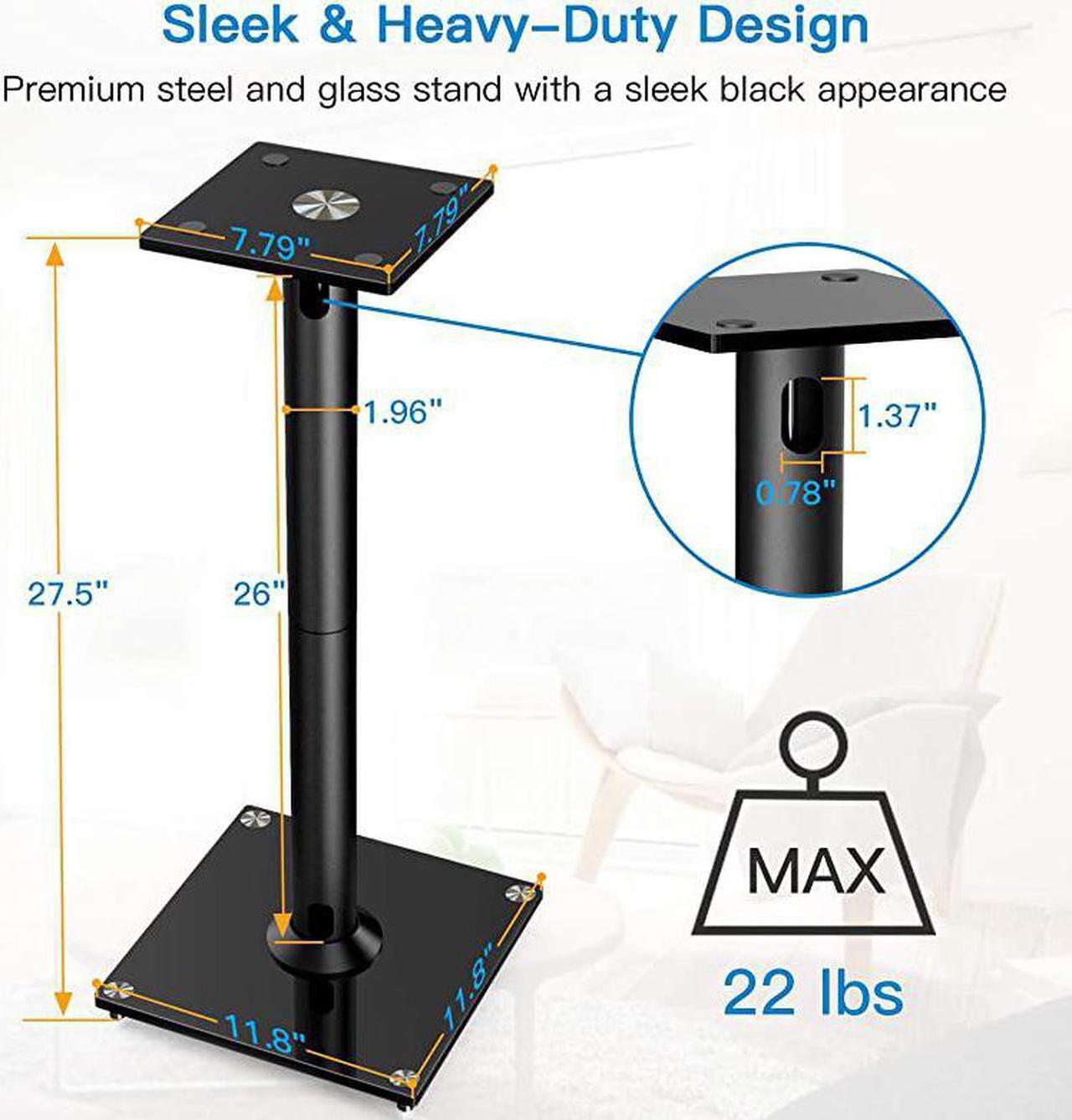 Alt view image 6 of 7 - Universal Floor Speaker Stands 26 Inch for Surround Sound Klipsch Sony Edifier Yamaha Polk Other Bookshelf Speakers Weight up to 22lbs 1 Pair