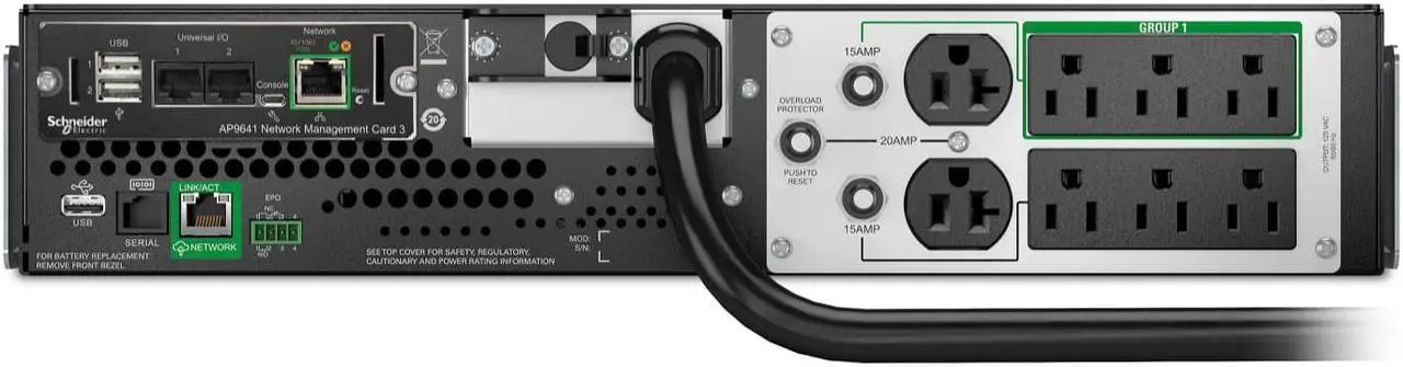 Alt view image 4 of 7 - APC Smart-UPS Line Interactive 2200VA Lithium-ion Rackmount 2U 120V 2x NEMA 5-20R+6x NEMA 5-15R outlets SmartConnect Port+Network Card AVR