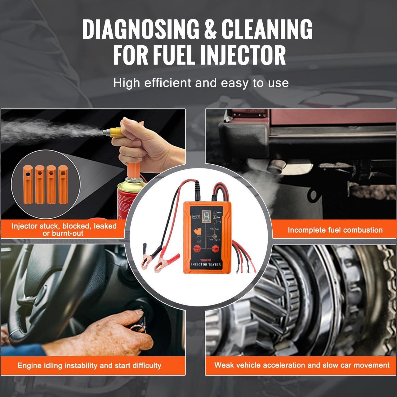 Alt view image 4 of 7 - THIKPO Universal Fuel Injector Tester and Cleaner Tool Kit, DIY Cleaning Tool Kit, 8 Pulse Modes, 4 Wire Dual Channel for 2 Fuel Injectors, 4 Size Cleaning Adapters, 12V/5V Output Power