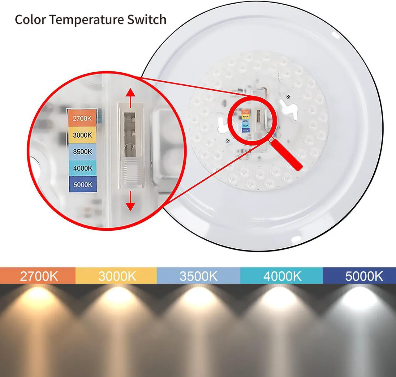 Alt view image 2 of 7 - DYMOND LED RING Flush Mount LED Ceiling Light - Dimmable - Brushed Nickel - 5-way Selectable CCT 2700K-5000K - ROUND