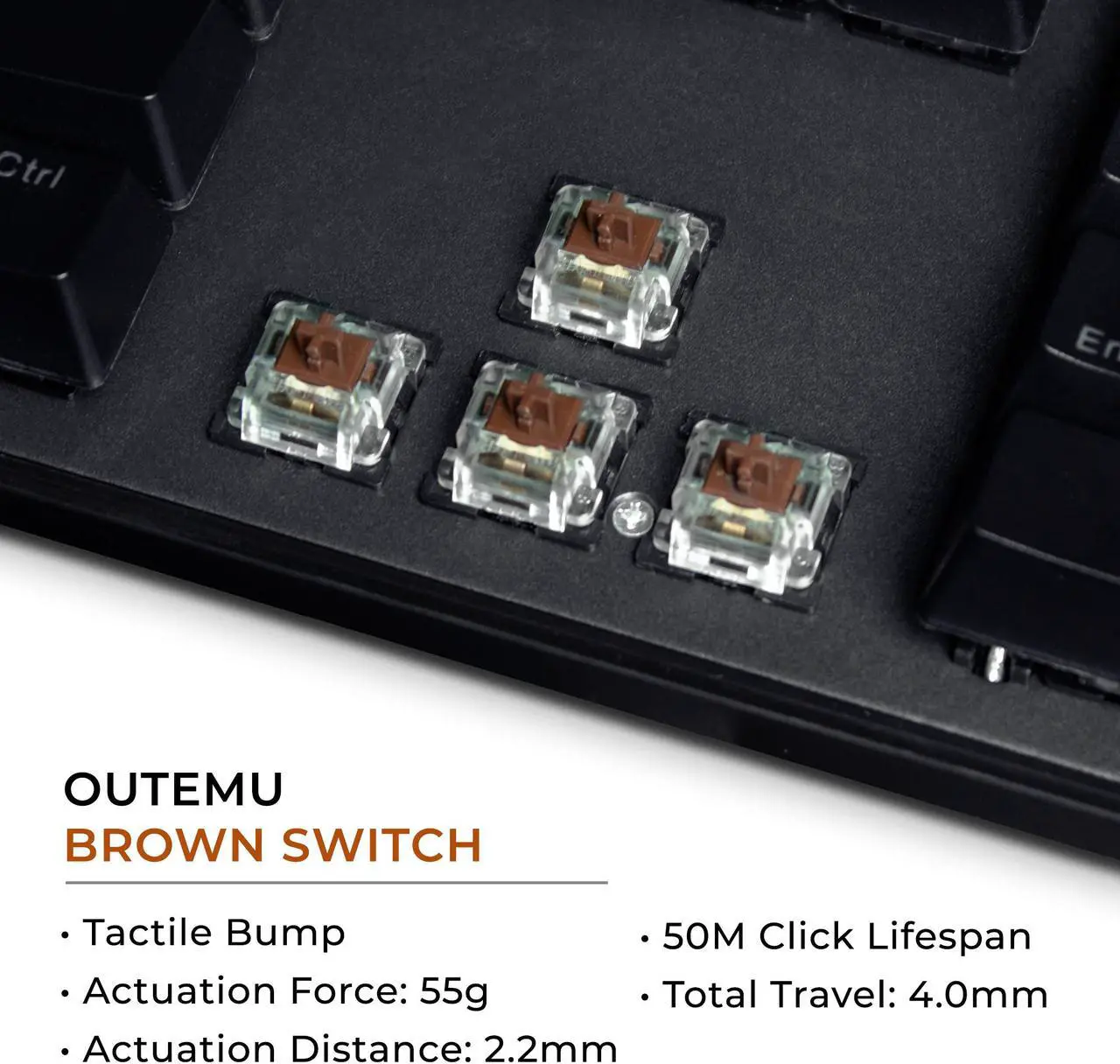 Alt view image 5 of 7 - Tecware Phantom 104 Key Mechanical Keyboard, RGB LED, Outemu Brown Switch