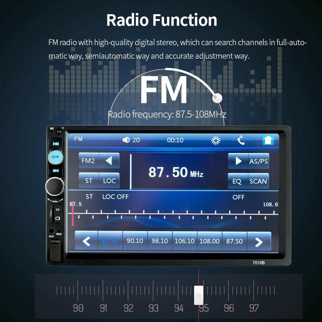 Alt view image 6 of 6 - 7" Double 2 DIN Car MP5 Player Bluetooth Touch Screen Stereo Radio w/ Camera US