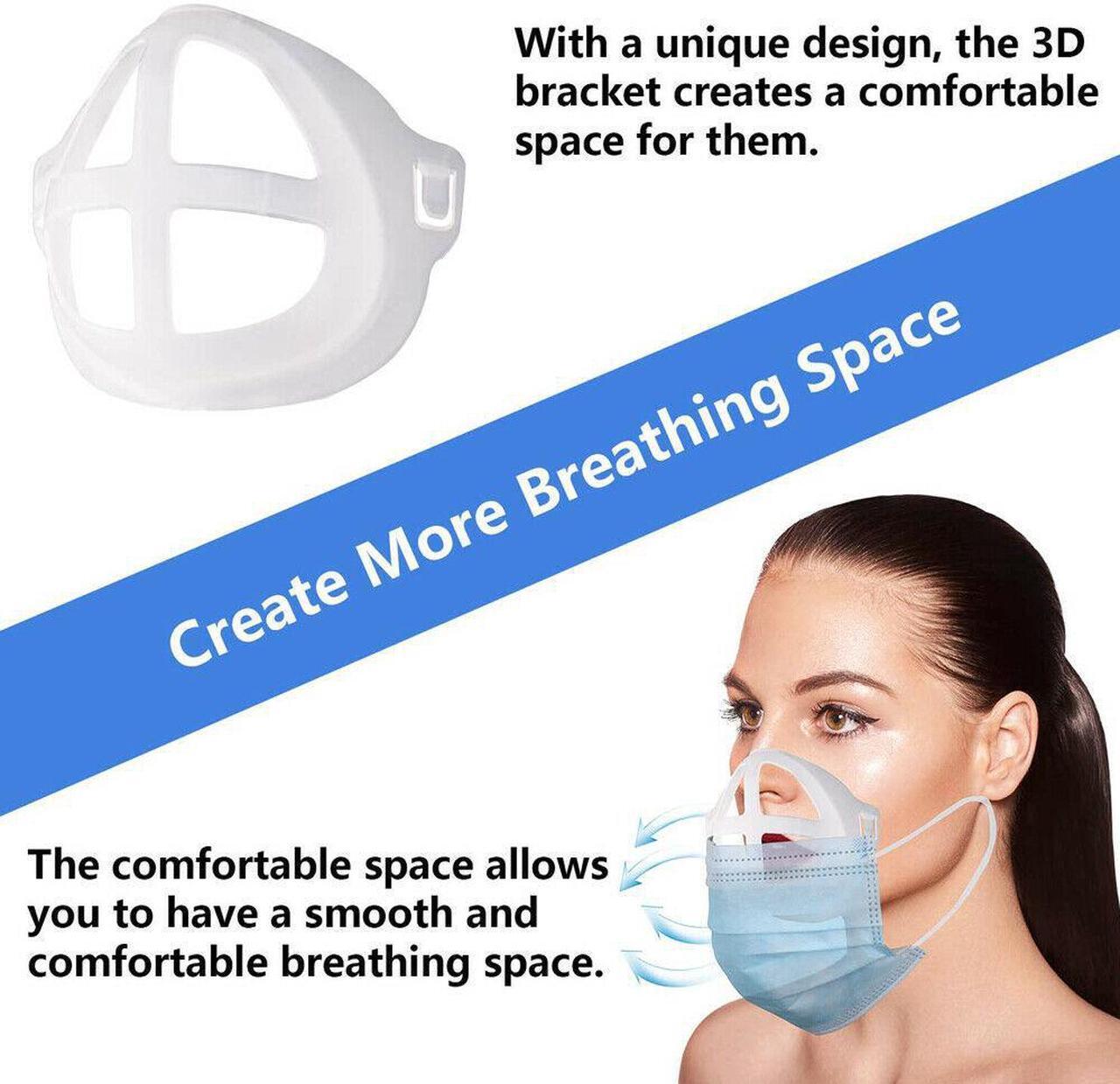 Alt view image 2 of 6 - 3D Face Mask Bracket Mouth Separate Inner Stand Holder Breathing Space 10PCS US