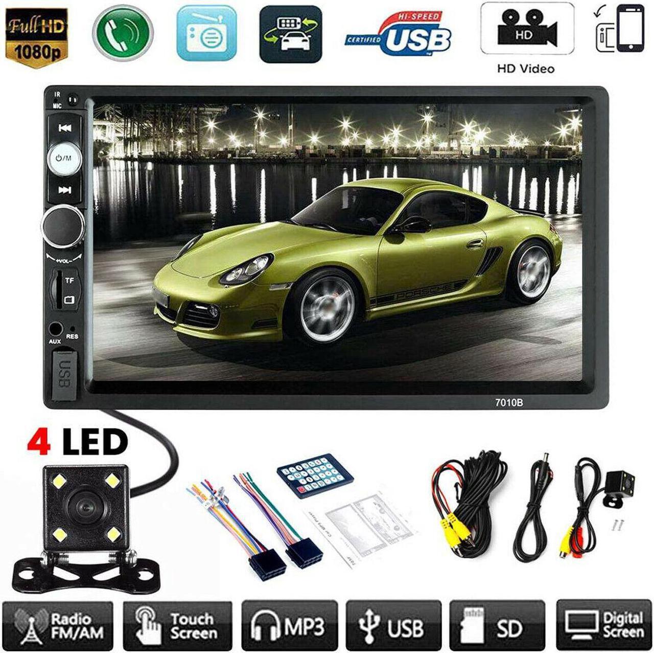 Main image of 7" Double 2 DIN Car MP5 Player Bluetooth Touch Screen Stereo Radio w/ Camera US