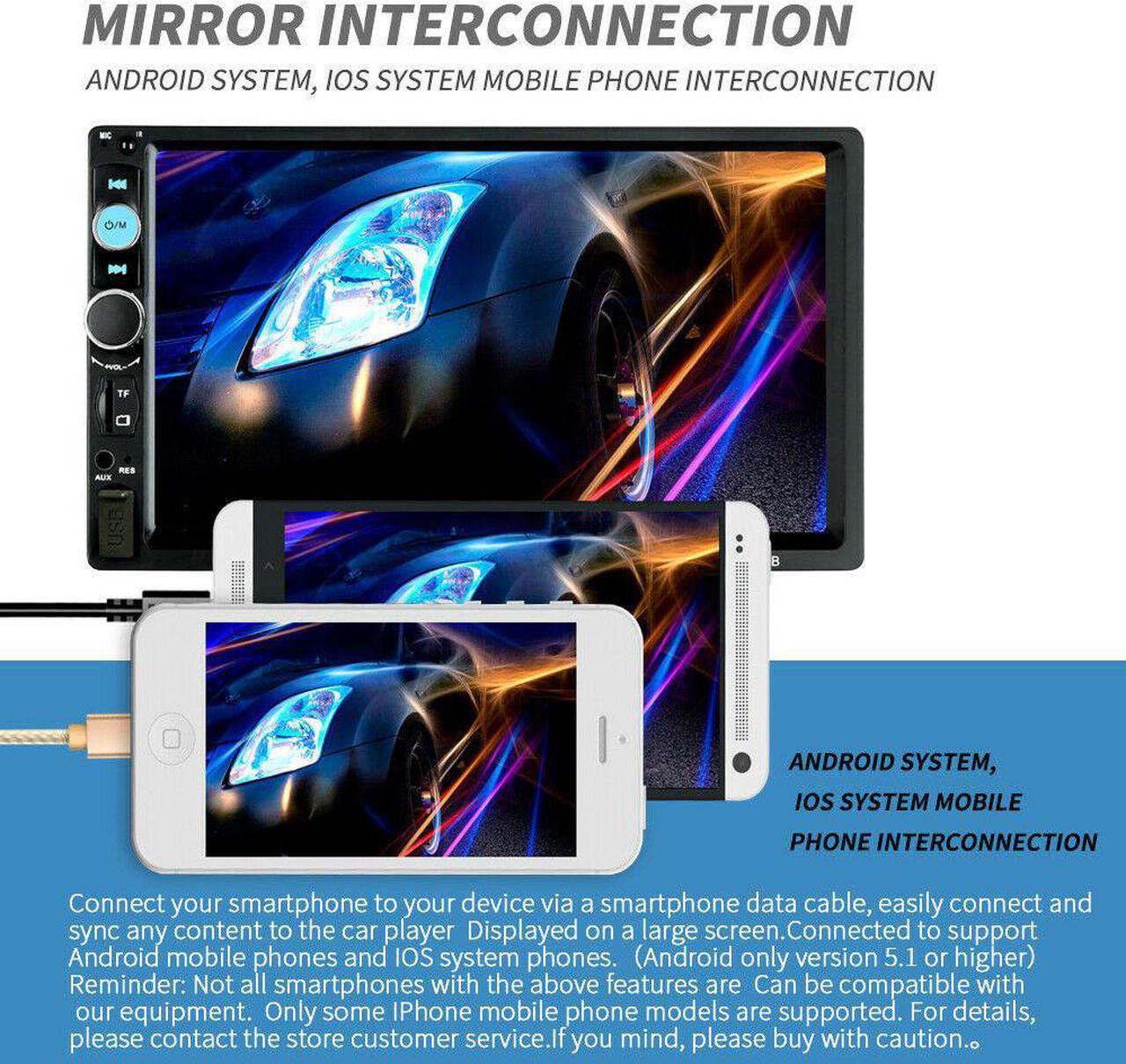 Alt view image 4 of 6 - 7" Double 2 DIN Car MP5 Player Bluetooth Touch Screen Stereo Radio w/ Camera US