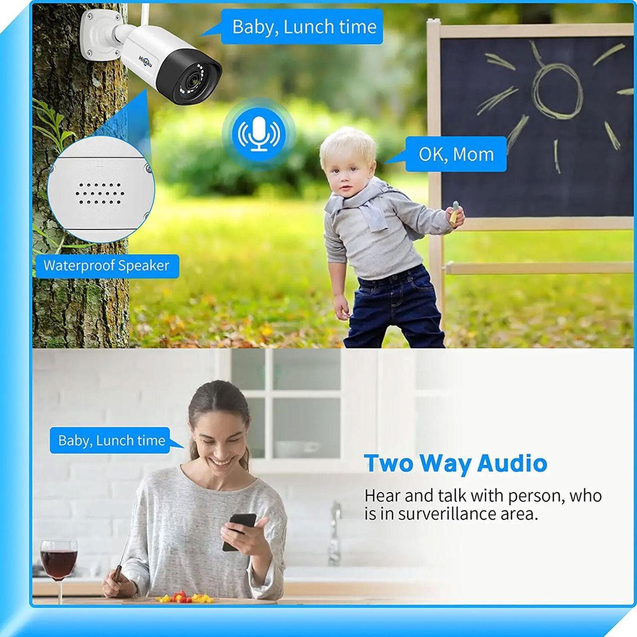 Alt view image 6 of 6 - Wireless Security System with 4 Cameras, 2 Way Audio, and 1 TB Hard Drive