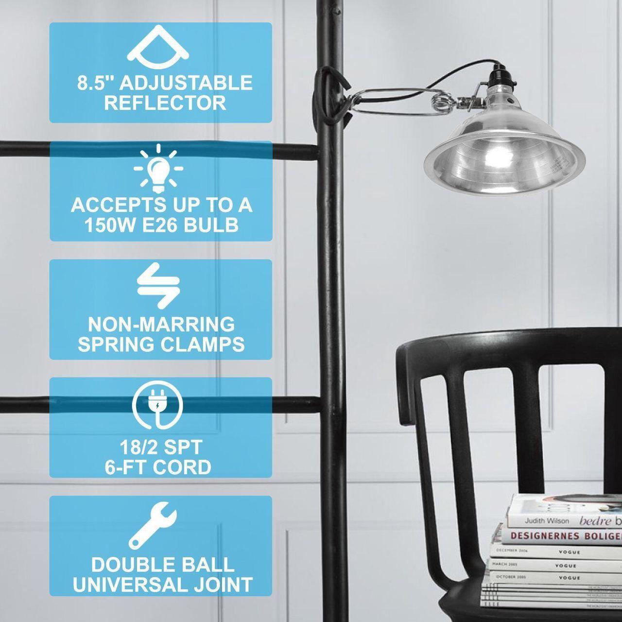 Alt view image 4 of 6 - 12-Pack Clamp Lamp Light 8.5-Inch Reflector 6 Ft Cord 150W E26/E27