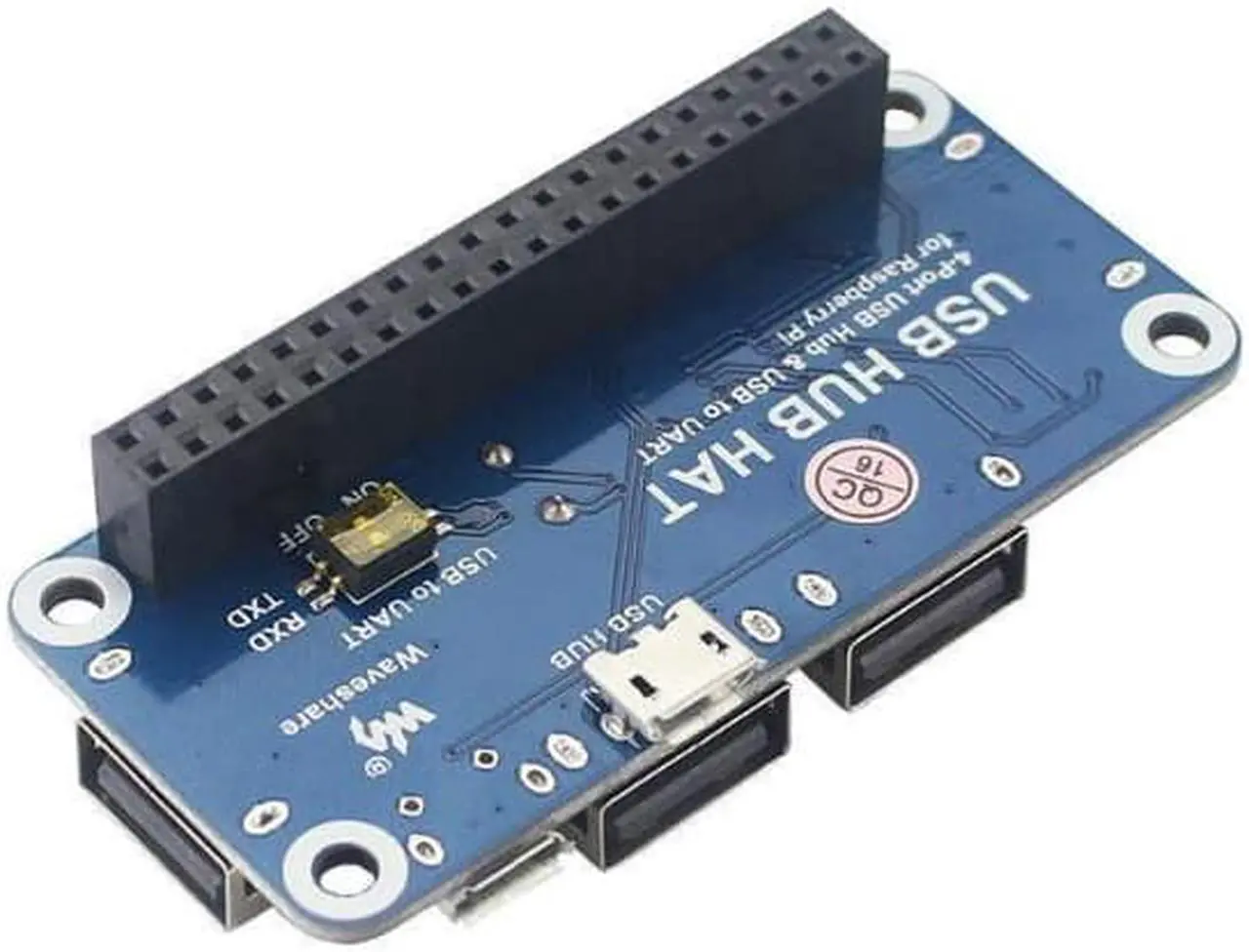 Alt view image 3 of 5 - Raspberry Pi 4 Model B 4 Ports USB HUB HAT for Extension Board USB to UART for Serial Debugging for Raspberry Pi 4 /3B+/Zero W