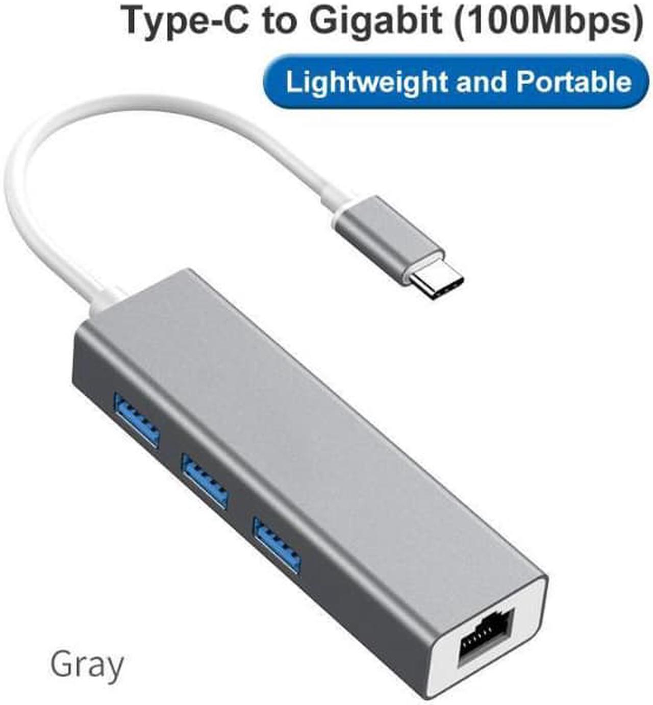 Main image of COFIER Type C to RJ45 Ethernet Adapter 100Mbps USB-C 3 Ports USB 3.0 Splitter for Macbook Laptop Gray