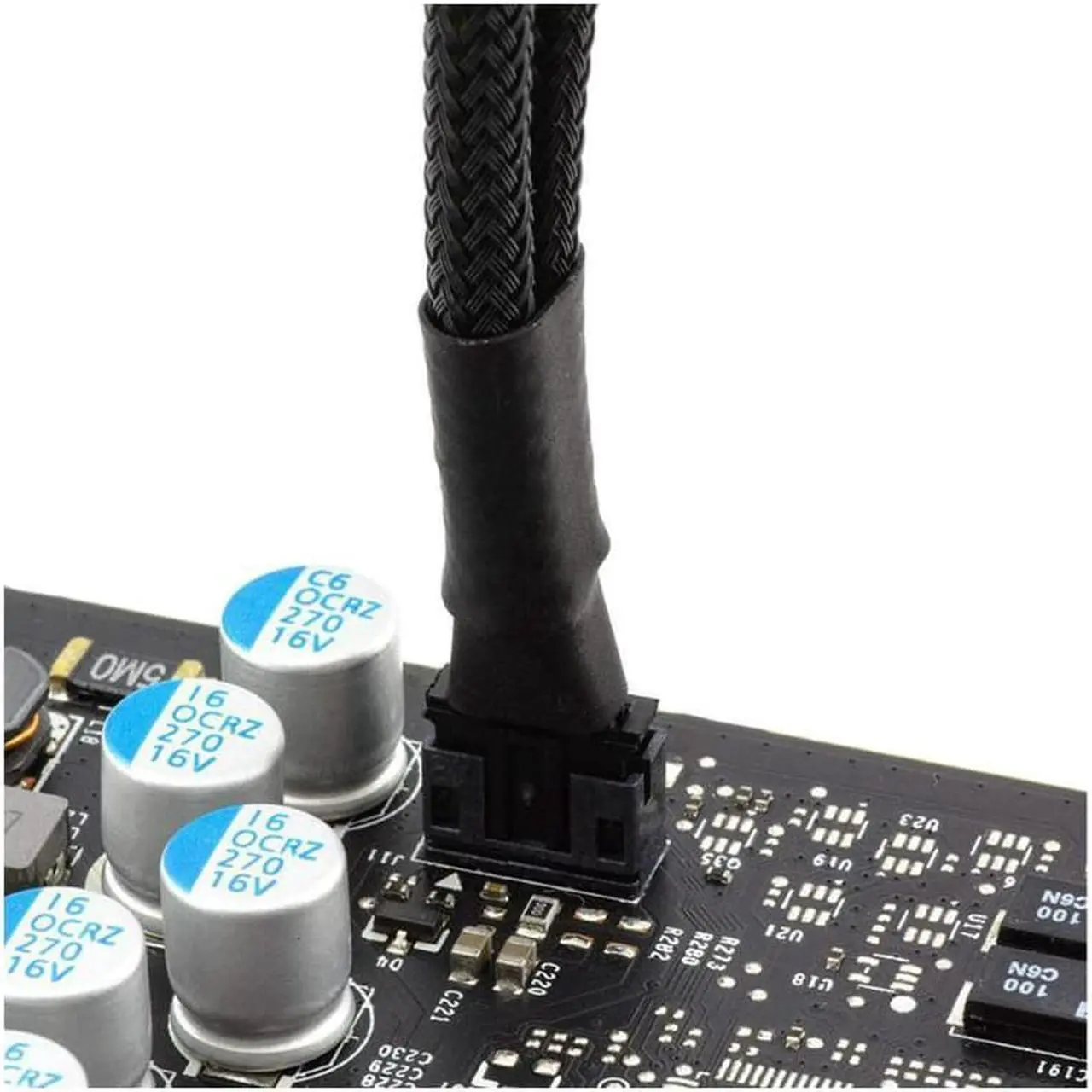 Alt view image 4 of 5 - 4-Pin PWM GPU Dual Fan Splitter Adapter Cable All Black Sleeved for Graphics Cards