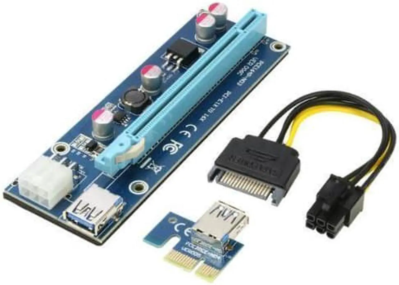 Alt view image 3 of 5 - 1pack Mining Dedicated Riser Mining Rig USB 3.0 PCI-e Express 1X to 16X Riser Card Extender Adapter Monero BTC ETH with USB 3.0 Data Cable 60CM 15Pin SATA to 6Pin Power Cable w/ Adhesive Pad VER006C1p