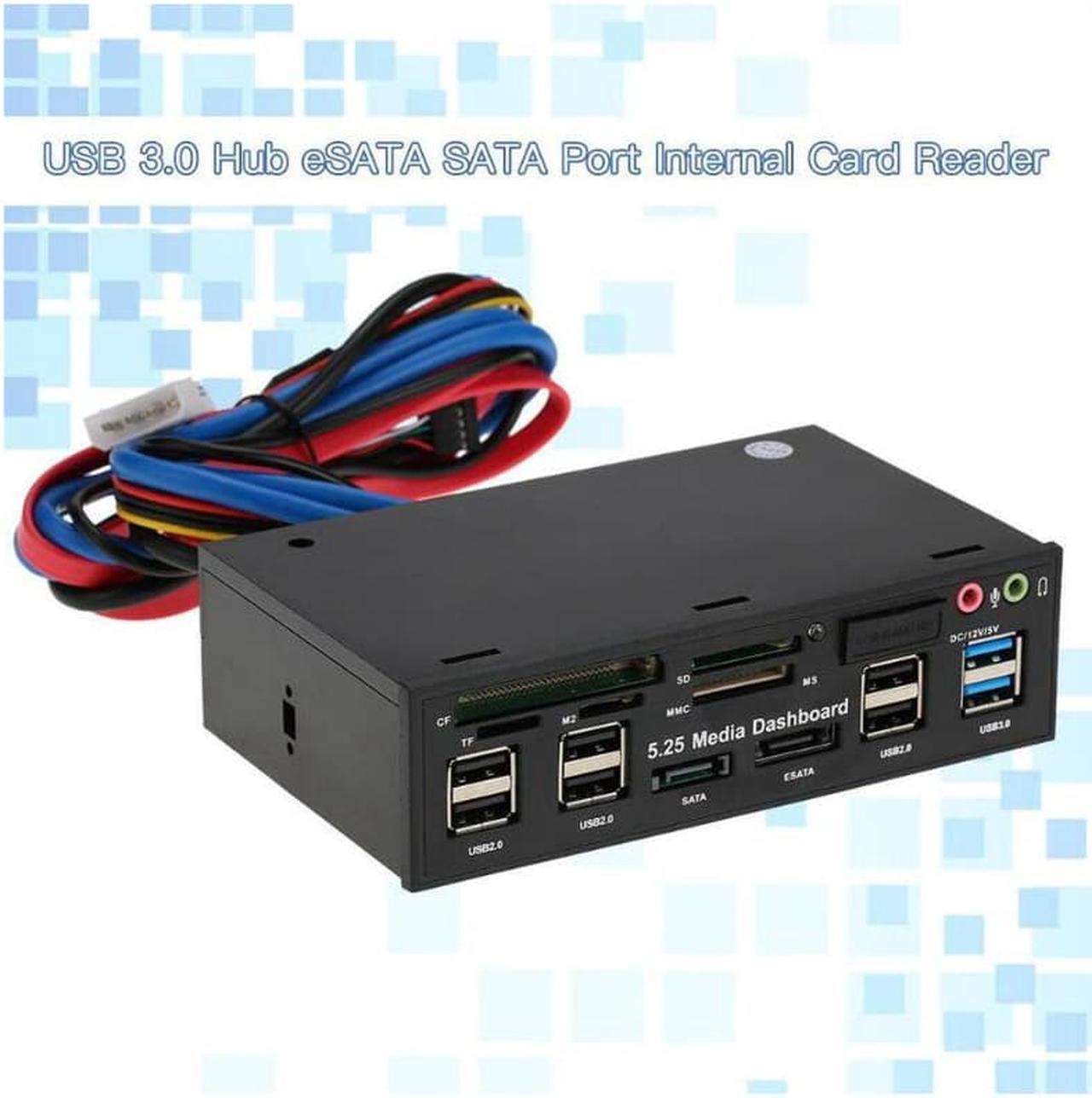 Alt view image 2 of 5 - USB 3.0 Hub eSATA SATA Port Internal Card Reader PC Dashboard Media Front Panel Audio