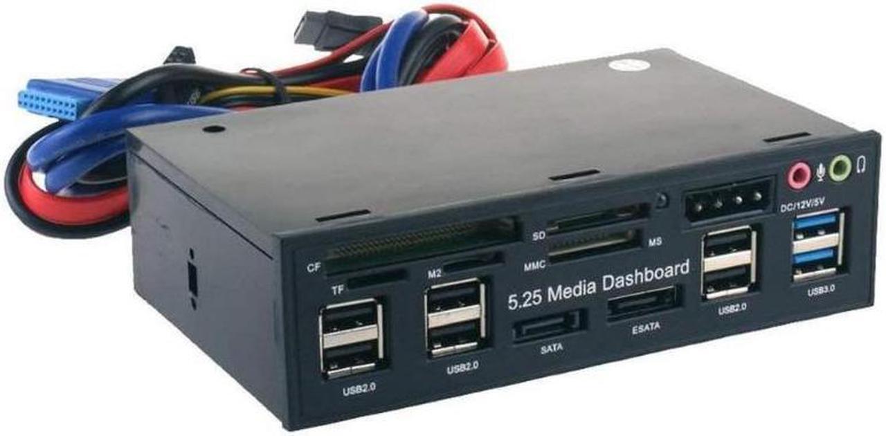 Main image of VR robot USB Internal Card Reader, Multi-Function 3.0 Hub eSATA SATA Port PC Dashboard Media Front Panel Audio for SD MS CF TF M2 MMC Memory Cards Fits 5.25" Bay