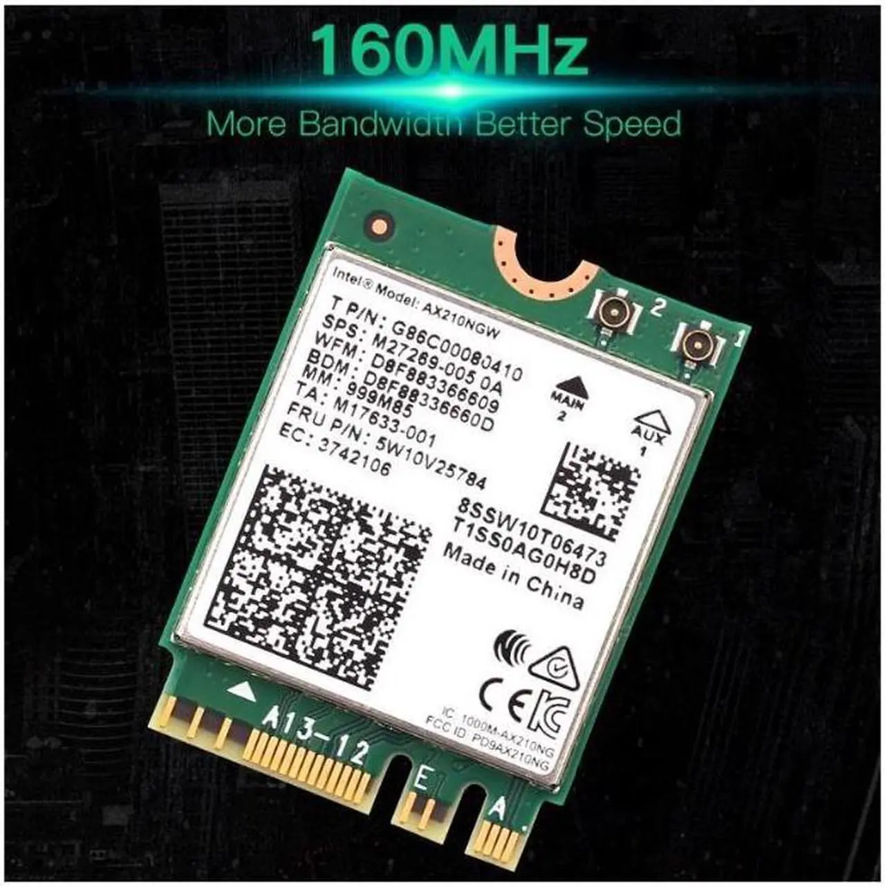 Alt view image 4 of 6 - 3000Mbps WiFi 6E Intel AX210 Bluetooth 5.2 M.2 2230 Key E WiFi 6 Card 2.4G/5Ghz/6Ghz With IPEX4 Antennas Wireless AX210NGW 802.11ac/ax WiFi Adapter, Support Windows 10 Linux For Laptop Desktop