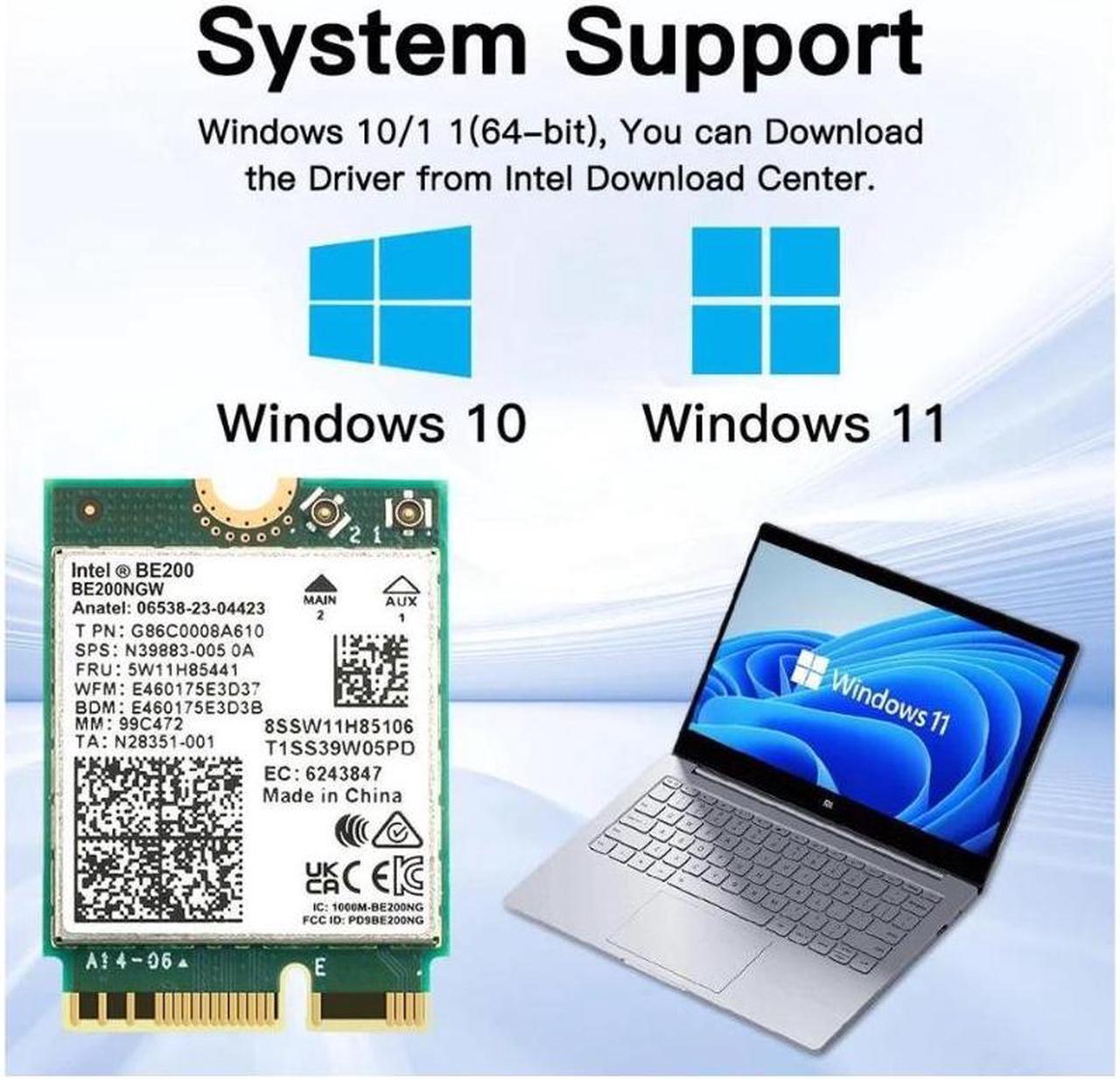 Alt view image 5 of 6 - New WiFi 7 Intel BE200 Wireless Wifi Card Bluetooth 5.4 Tri Band 2.4G/5G/6GHz 5.8 Gbps M.2 NGFF Network Adapter for Win10/11