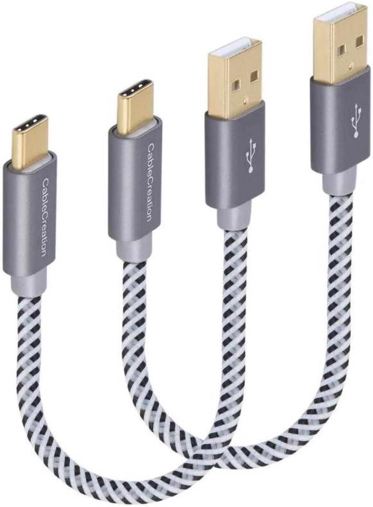 Main image of CableCreation Short USB C Cable [2-Pack] 0.5ft 6 inch USB C to A Cable Braided 3A Fast Charging Compatible with Galaxy S20/S10/S9/S9+ Note 10 9 8 LG V50 V30 Space Gray [56K Ohm Resistance]
