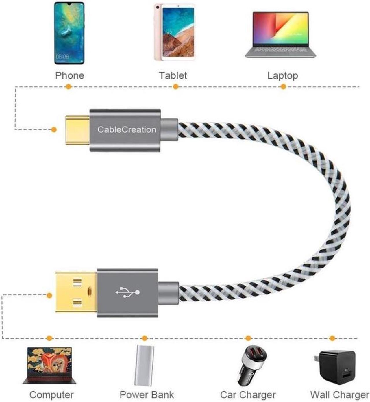 Alt view image 6 of 7 - CableCreation Short USB C Cable [2-Pack] 0.5ft 6 inch USB C to A Cable Braided 3A Fast Charging Compatible with Galaxy S20/S10/S9/S9+ Note 10 9 8 LG V50 V30 Space Gray [56K Ohm Resistance]