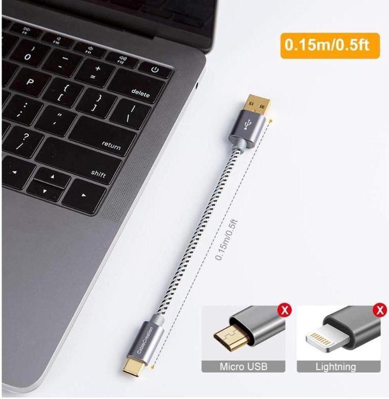 Alt view image 7 of 7 - CableCreation Short USB C Cable [2-Pack] 0.5ft 6 inch USB C to A Cable Braided 3A Fast Charging Compatible with Galaxy S20/S10/S9/S9+ Note 10 9 8 LG V50 V30 Space Gray [56K Ohm Resistance]