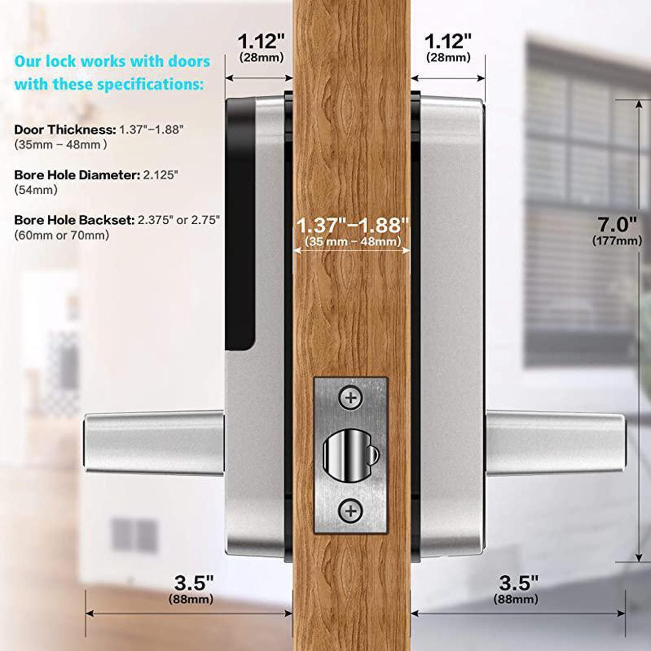 Alt view image 3 of 6 - Keyless Entry Door Lock Keypad Door Lock Keyless Door Lock Fingerprint Door Lock Biometric Door Lock Keypad Entry Door Lock Passcode Code Door Lock Digital Smart Door Lock Smart Lock