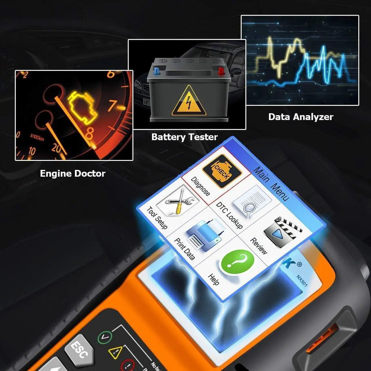 Alt view image 2 of 7 - OBD2 Scanner, NX501 Enhanced OBD II Auto Code Reader, Car Diagnostic Scan Tool Vehicle Check Engine Light Analyzer for All OBDII Vehicles After 1996