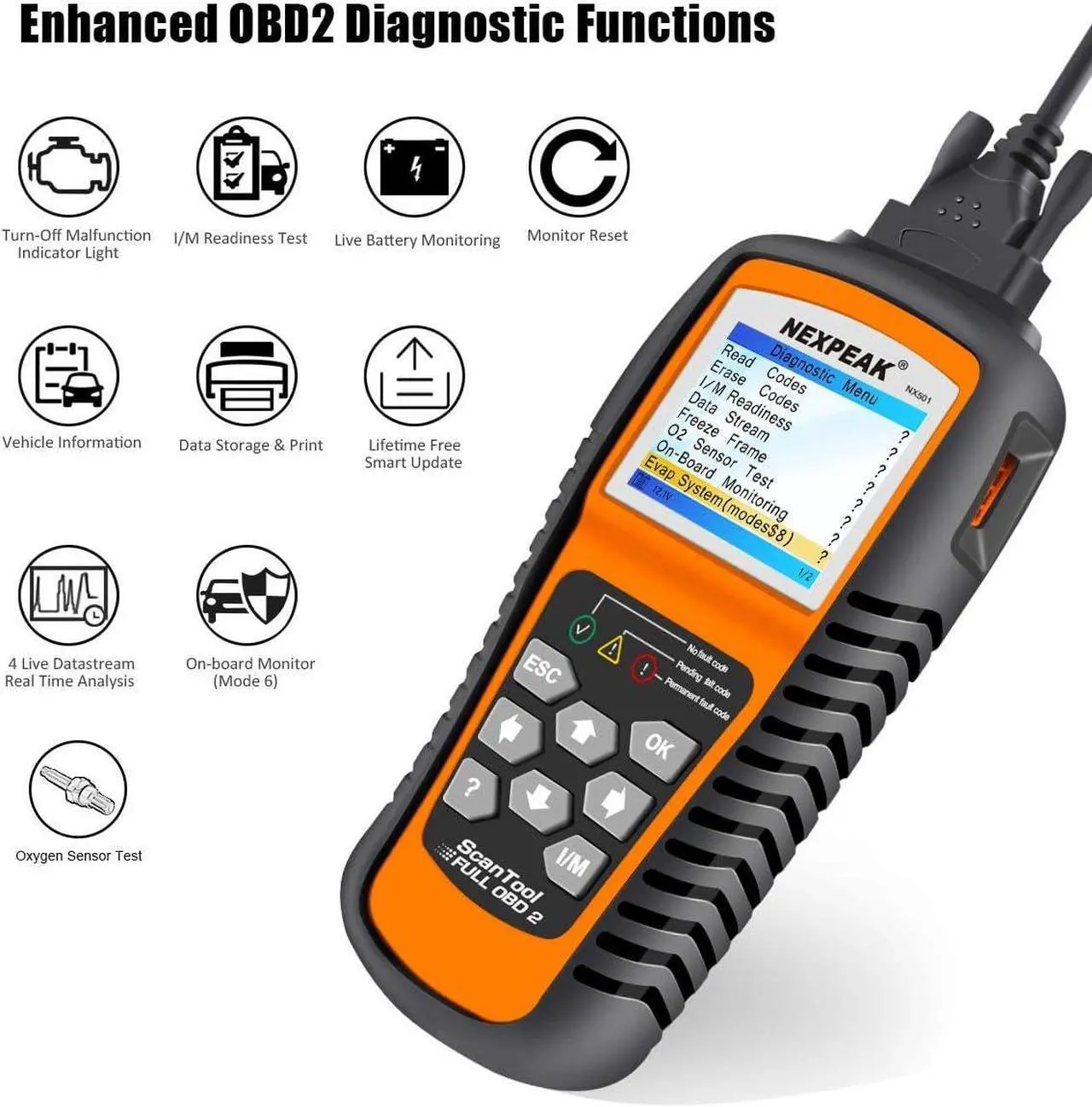 Alt view image 3 of 7 - OBD2 Scanner, NX501 Enhanced OBD II Auto Code Reader, Car Diagnostic Scan Tool Vehicle Check Engine Light Analyzer for All OBDII Vehicles After 1996