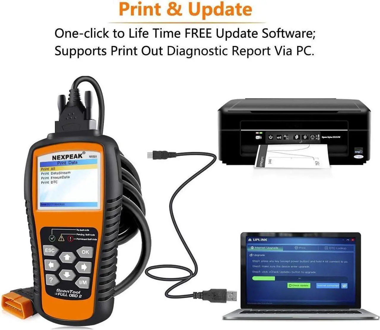 Alt view image 7 of 7 - OBD2 Scanner, NX501 Enhanced OBD II Auto Code Reader, Car Diagnostic Scan Tool Vehicle Check Engine Light Analyzer for All OBDII Vehicles After 1996