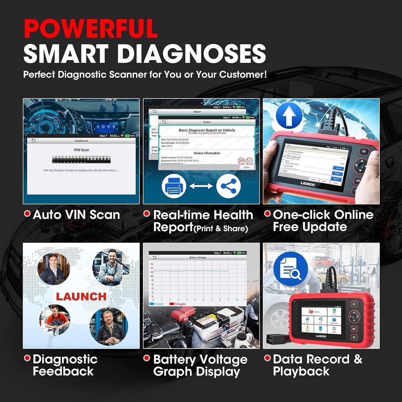 Alt view image 4 of 7 - LAUNCH CRP129X Elite 2024 New OBD2 Scanner for Car, FCA AutoAuth, 8 Reset Oil/EPB/SAS/TPMS/BMS/Throttle/DPF Reset/Injector Coding, Scan Tool for ABS/SRS/at/Engine, Lifetime Free Update, Auto VIN