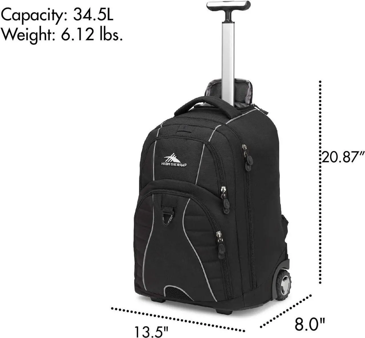 Alt view image 3 of 5 - High Sierra Freewheel Wheeled Laptop Backpack, Black, One Size