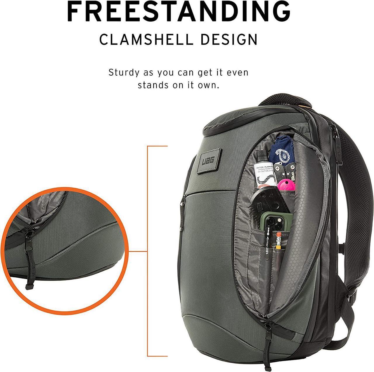 Alt view image 3 of 7 - URBAN ARMOR GEAR UAG 18-Liter Backpack Lightweight Tough Weather Resistant Laptop Backpack, fits up to 13-inch, Standard Issue Grey