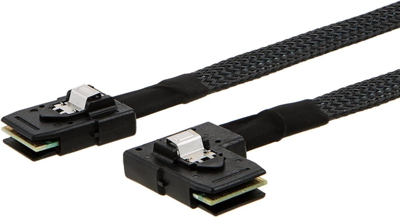 CableCreation Internal Mini SAS to Mini SAS Cord, SFF-8087 to Left Angle SFF-8087 Cord, Compatible with RAID or PCI Express Controller, 2.5FT /0.75M