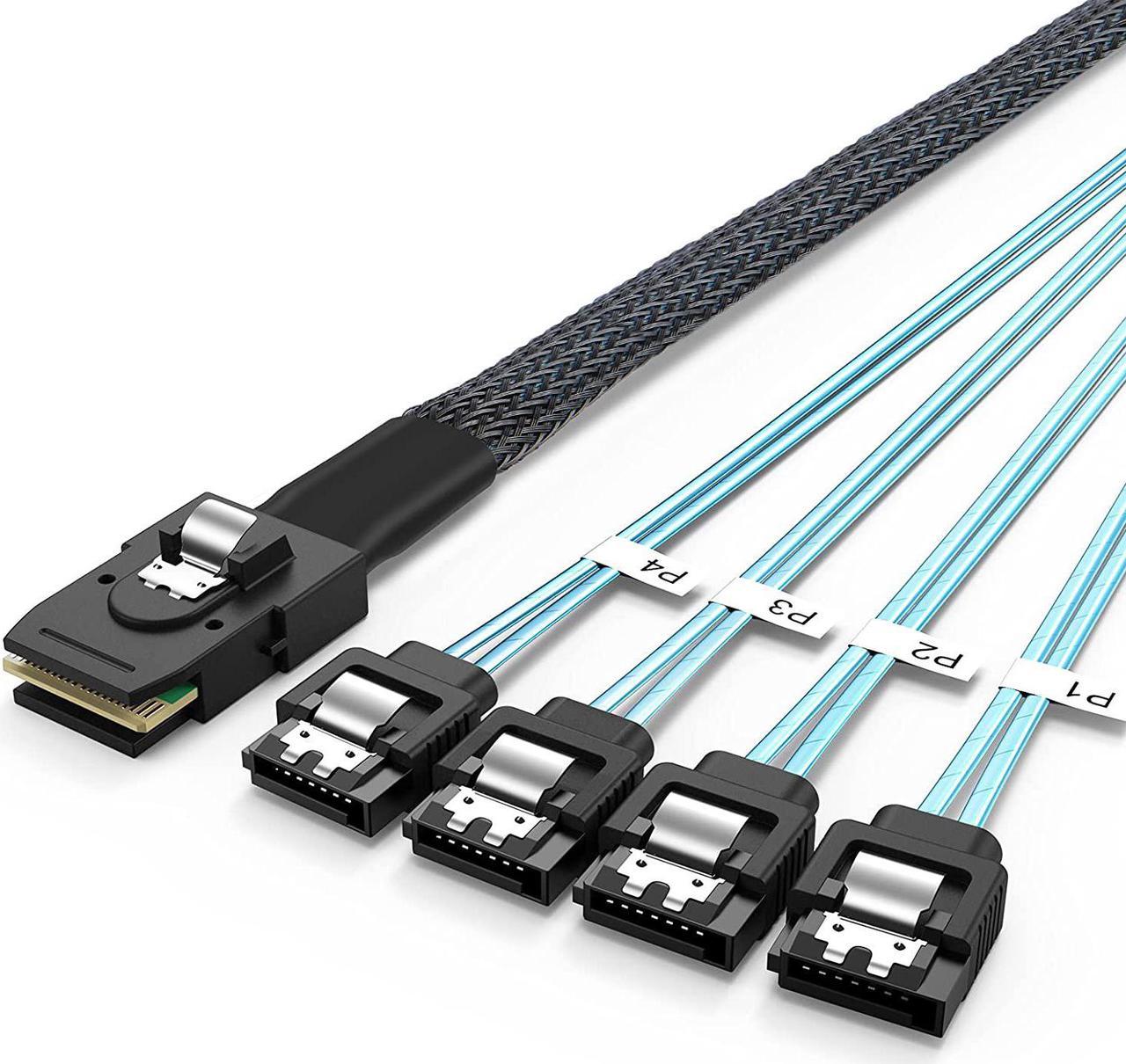 CableCreation Mini SAS 36Pin (SFF-8087) Male to 4 SATA 7Pin Female Cable, Mini SAS Host/Controller to 4 SATA Target/Backplane, 0.5M / 1.6FT