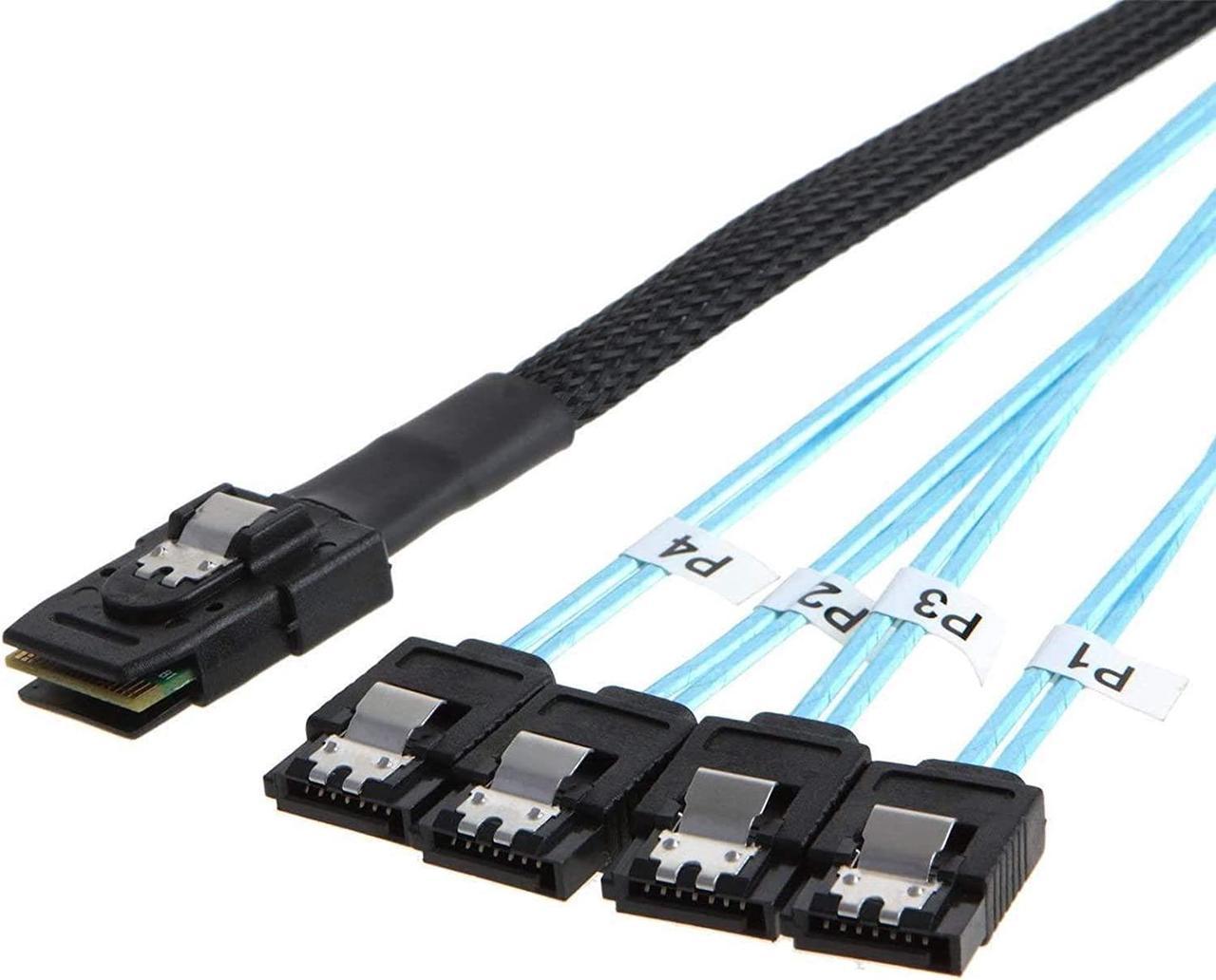 CableCreation [2 Pack] Mini SAS 36Pin (SFF-8087) Male to 4 SATA 7Pin Female Cable, Mini SAS Host/Controller to 4 SATA Target/Backplane, 1M / 3.3FT