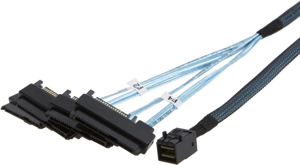 CableCreation Internal Mini SAS SFF-8643 to (4) 29pin SFF-8482 connectors with SAS 15pin Power Port, 1M / 3.3FT