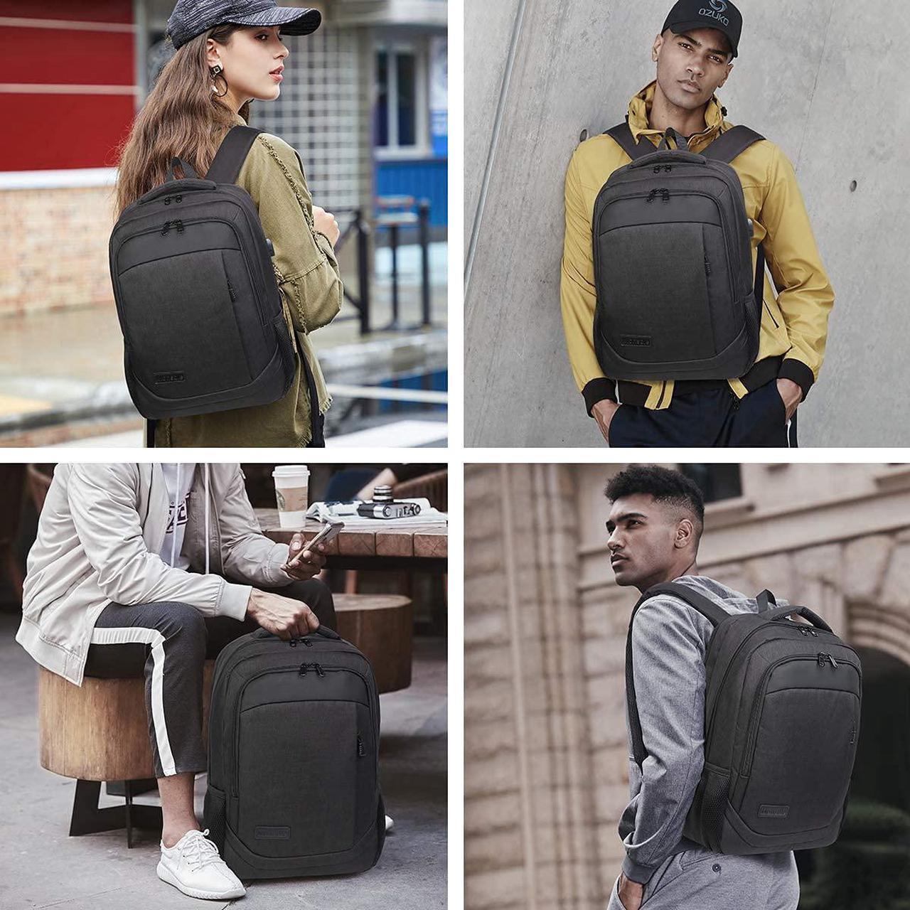 Alt view image 2 of 6 - Travel Laptop Backpack Anti Theft Backpacks with USB Charging Port Travel Backpacks Business Work Bag 15.6 Inch College Computer Bag for Men Women Black