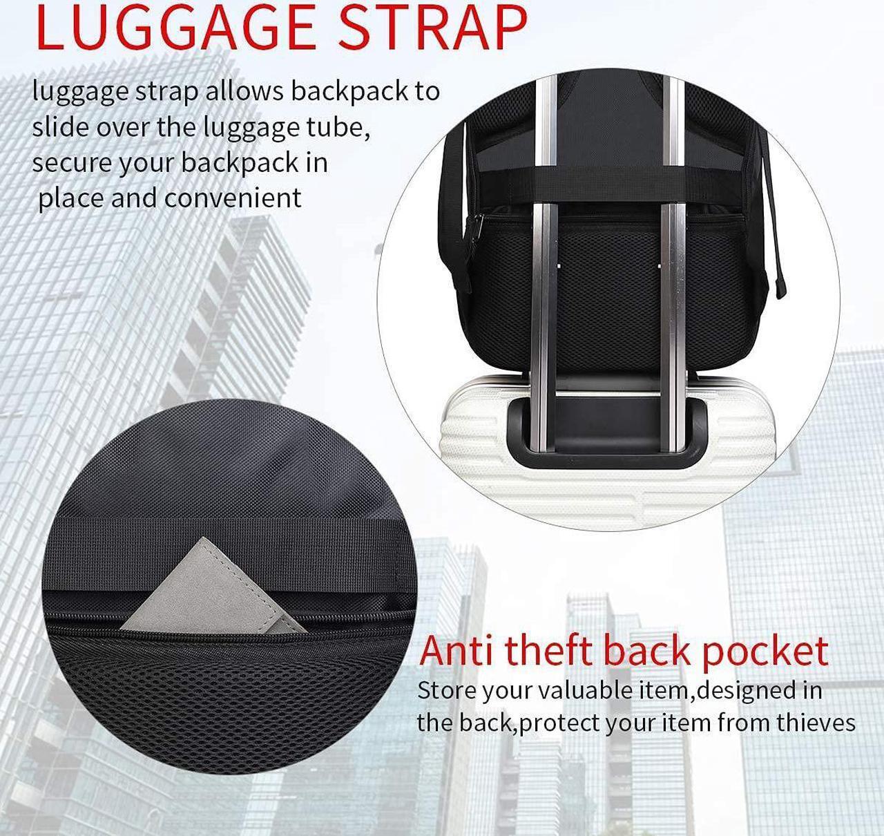 Alt view image 6 of 6 - Travel Laptop Backpack Anti Theft Backpacks with USB Charging Port Travel Backpacks Business Work Bag 15.6 Inch College Computer Bag for Men Women Black