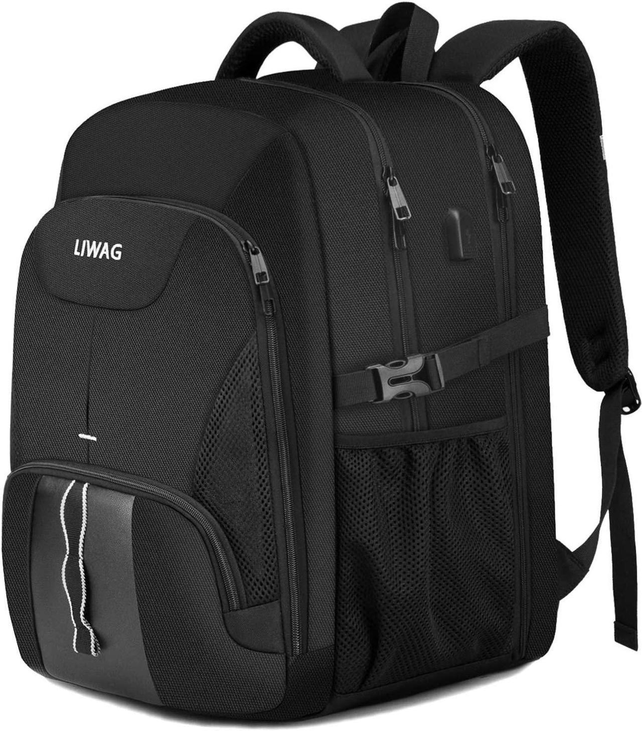 Extra Large Backpack for Men 50L,Water Resistant 17 inch Travel Laptop Backpack Bag for Men Women with USB Charging Port,TSA Friendly Big Business Computer Bag Work College School Bookbags Gift,Black