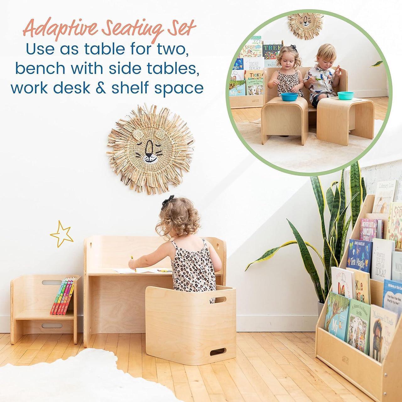 Alt view image 3 of 7 - ECR4Kids Bentwood Multipurpose Table and Chair Set, Kids Furniture, Natural, 3-Piece